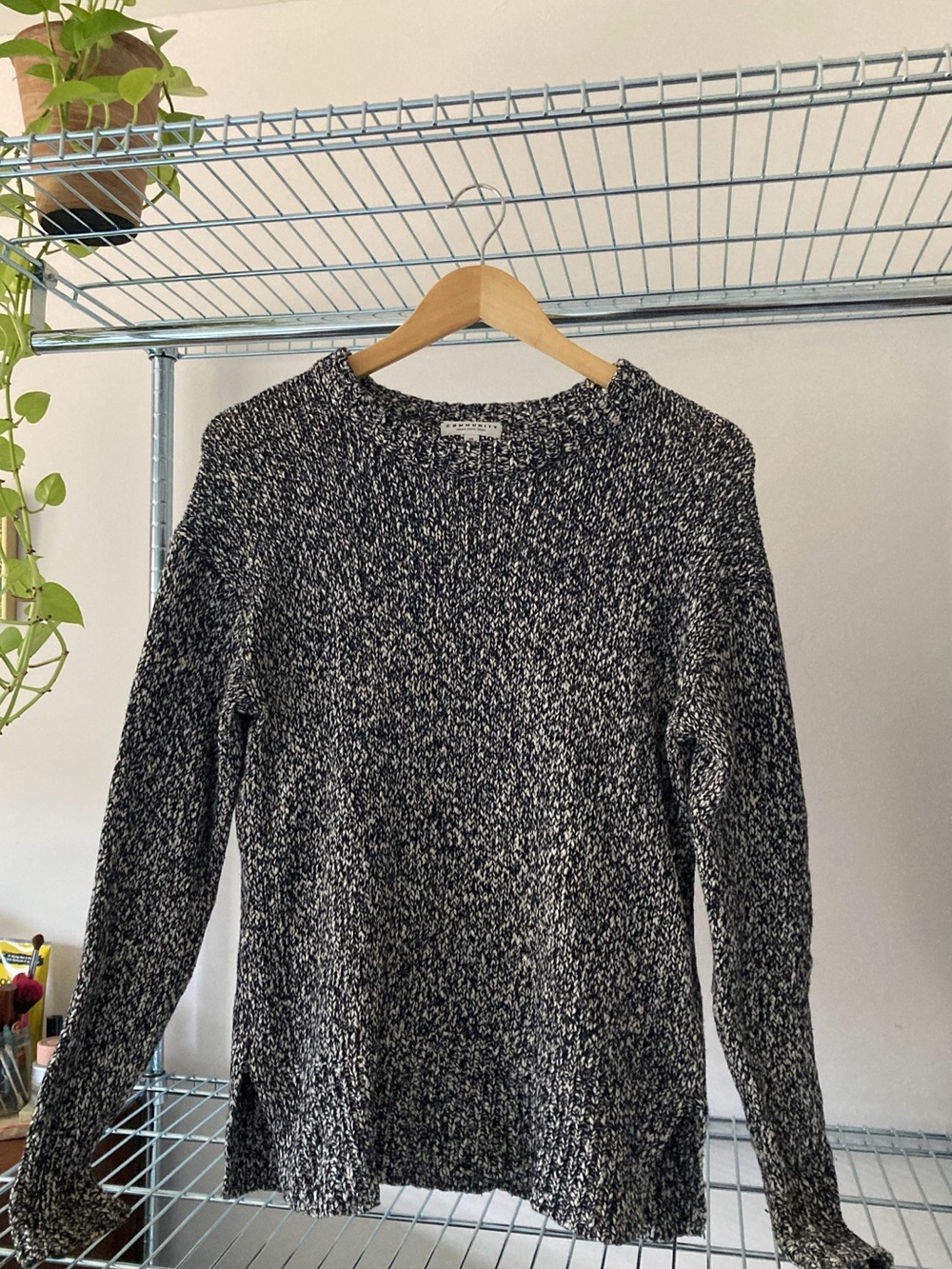 Aritzia Marled Navy & White Crew Sweater